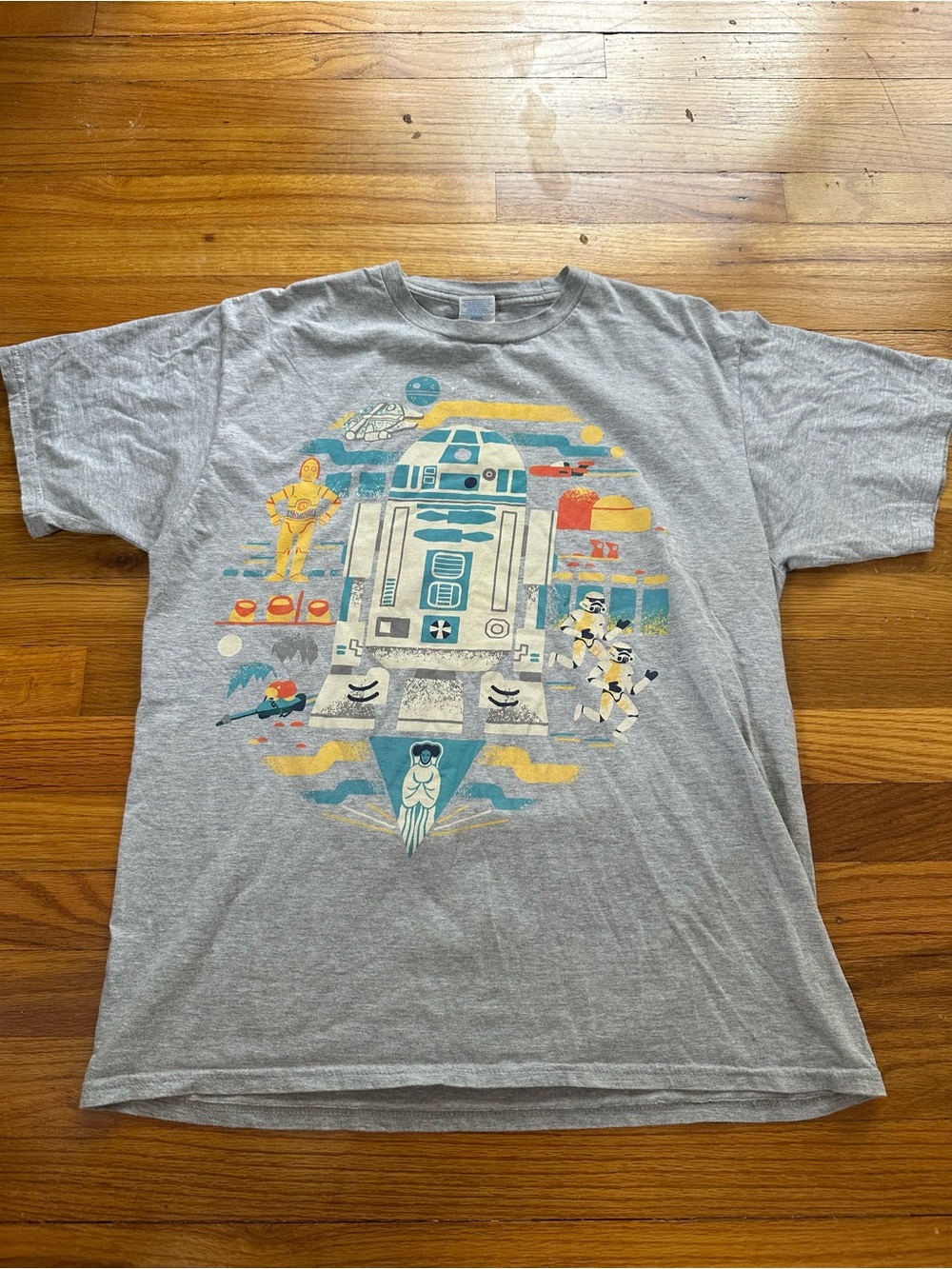 Vintage Style Gray Star Wars R2-D2 Graphic Tee